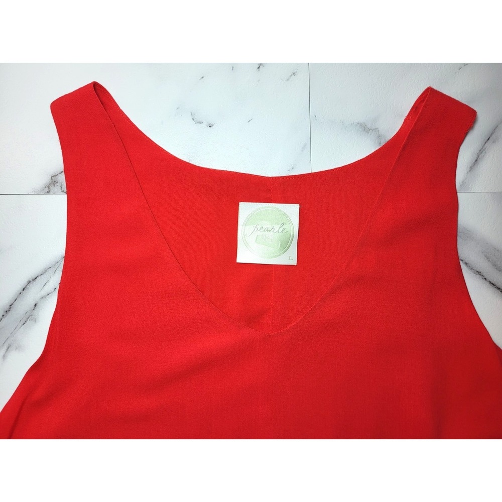 Pearle 88 Red Trapeze Lined V-Neck Dress Lightweight Size Large - Picture 4 of 5